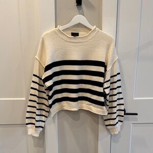 Lumiere Black and Cream Striped Sweater